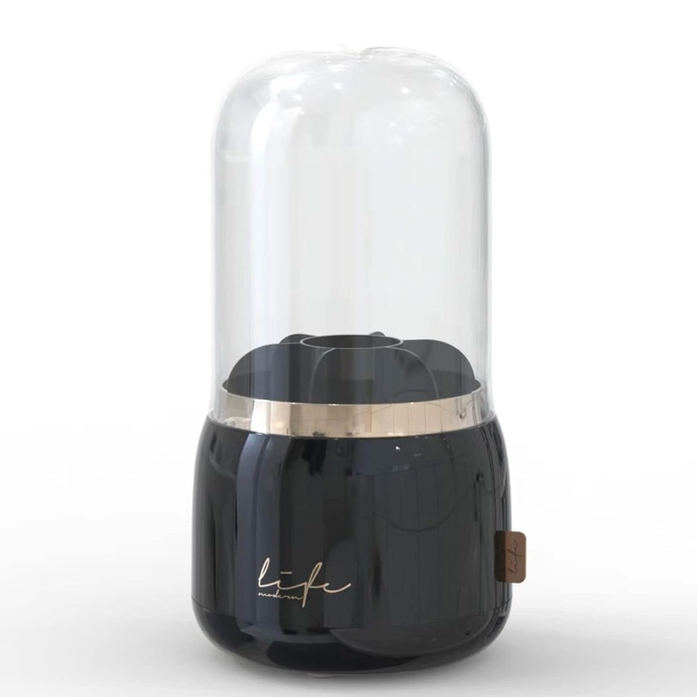 Black Makeup Brush Organizer Rotating With  Clear Dome